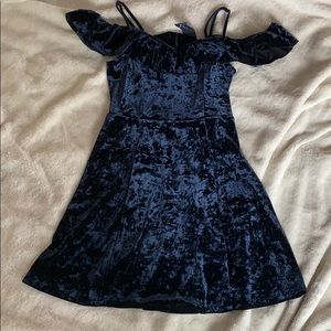 Navy blue velvet dress